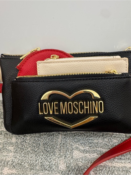 Love Moschino Handbags - Love Moschino Black Crossbody with Red and Cream Pouches